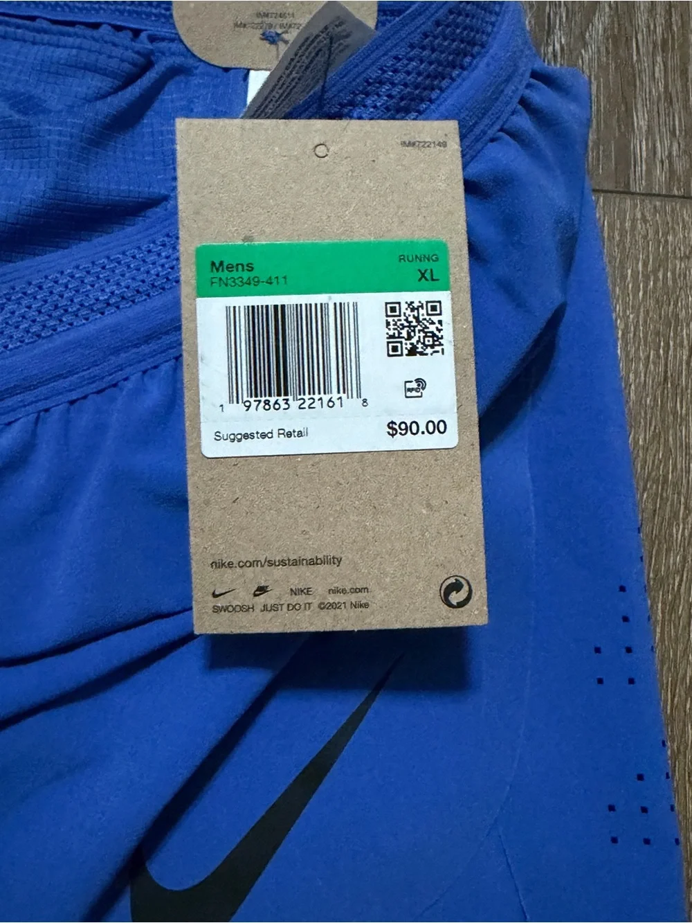 Nike Blue Athletic Running Shorts with Black Swoosh